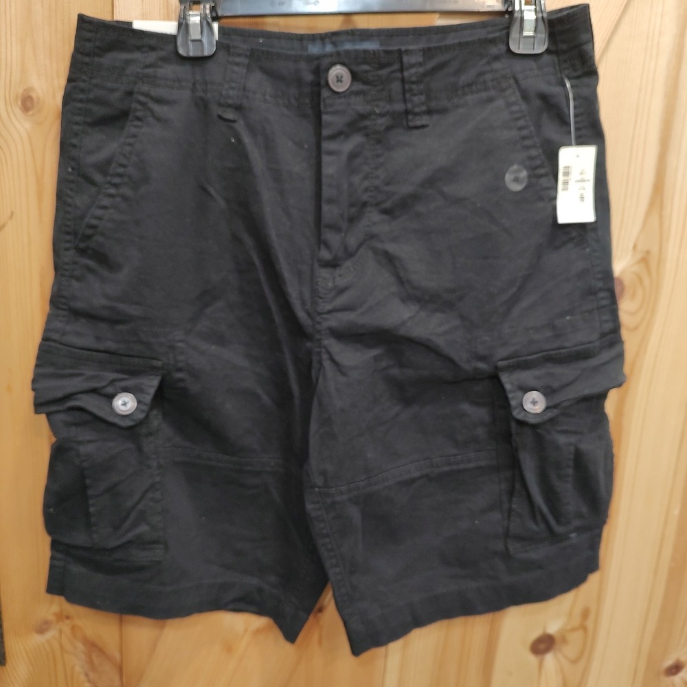 Aeropostale A87 Cargo Shorts Mens Sz 32 Black Stretch 10" Inseam Preppy